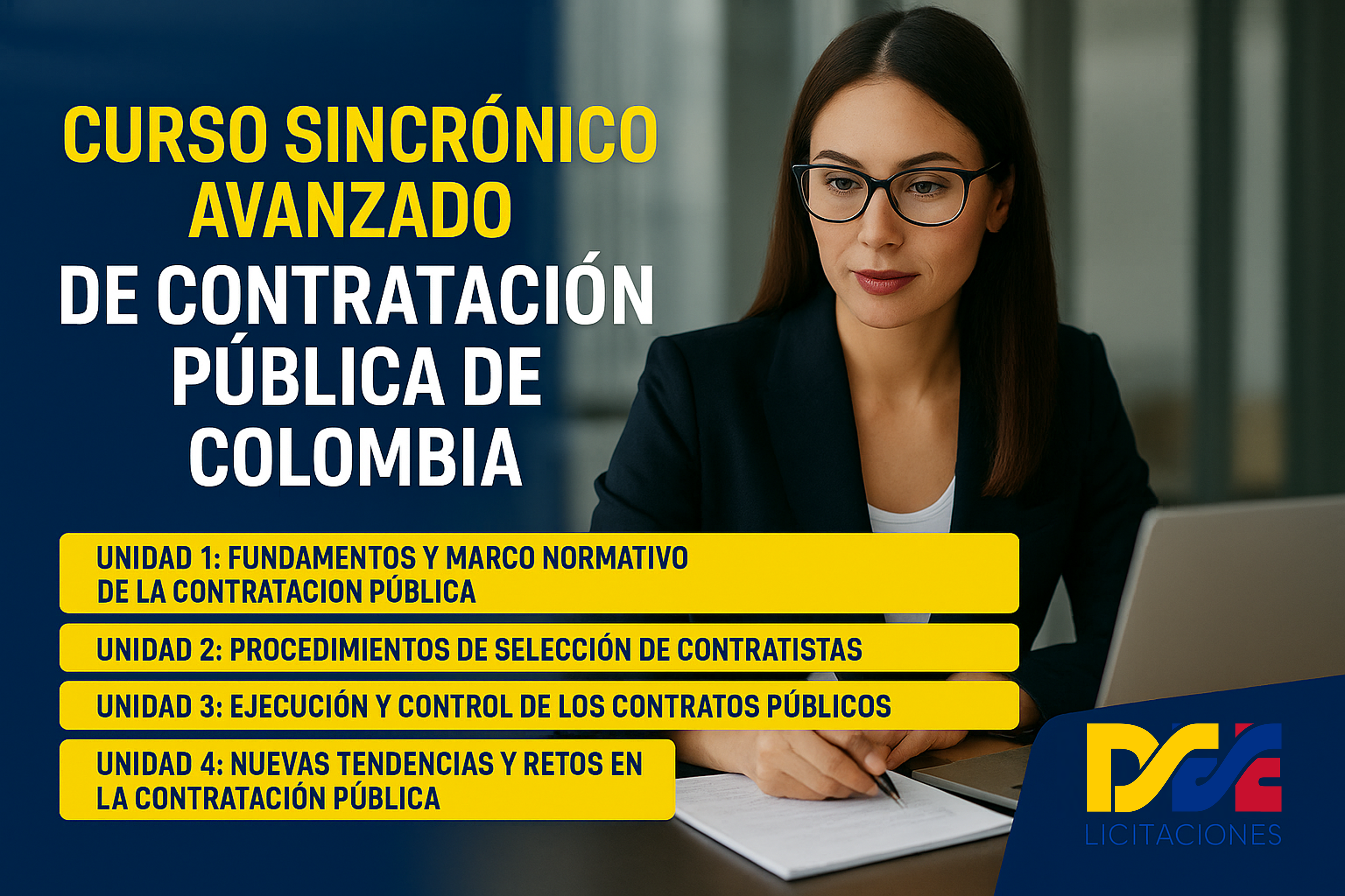 Curso sincrónico avanzado de contratación pública de Colombia, calendario DEE, dictado por instructor