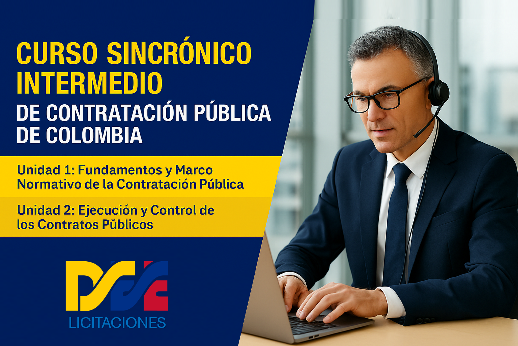 Curso sincrónico intermedio de contratación pública de Colombia, calendario DEE, dictado por instructor