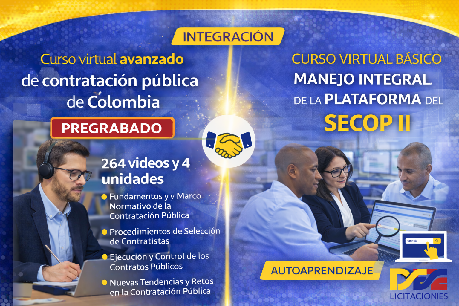 Integración Curso virtual avanzado de CPC pregrabado y el Curso virtual manjeo integral plataforma SECOP II