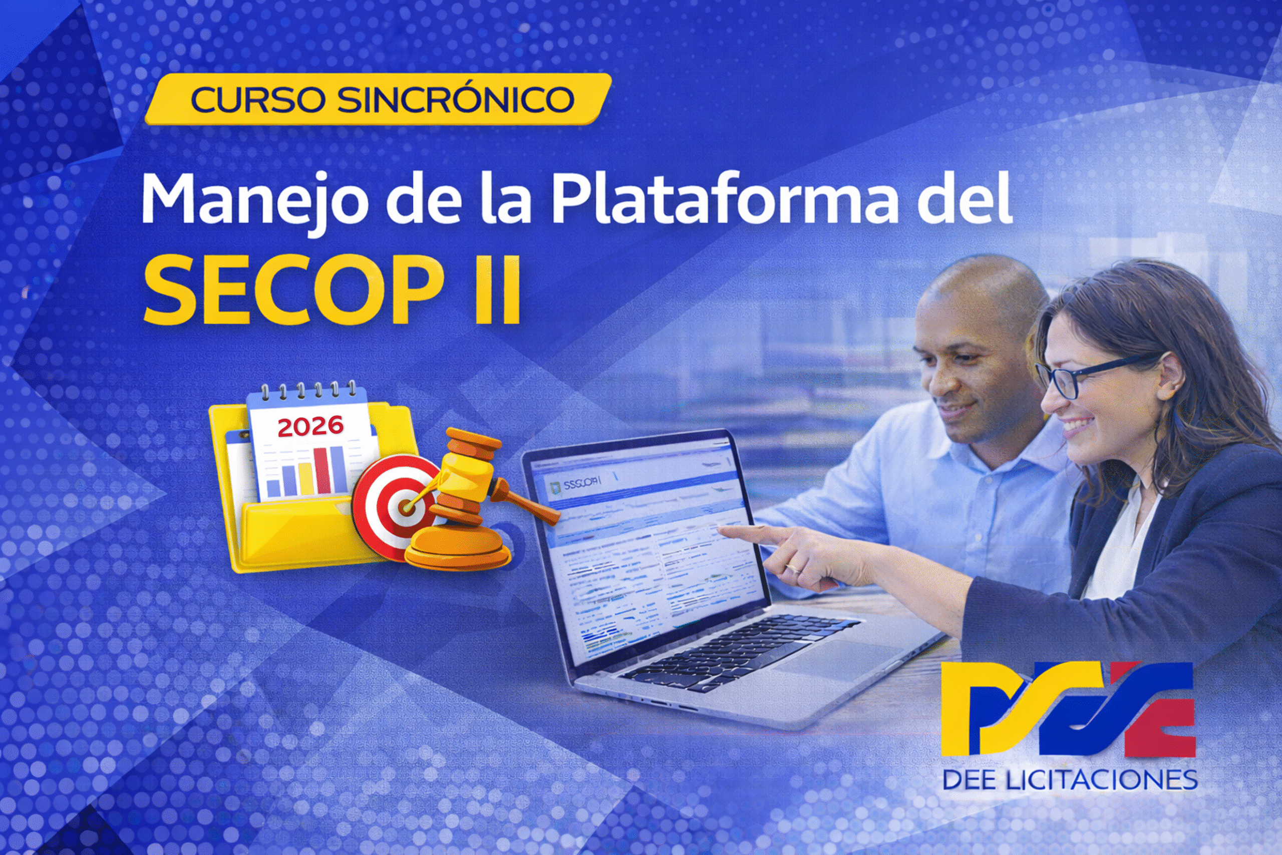 Curso sincronico basico manejo integral de la plataforma SECOP II calendario DEE, dictado por instructor