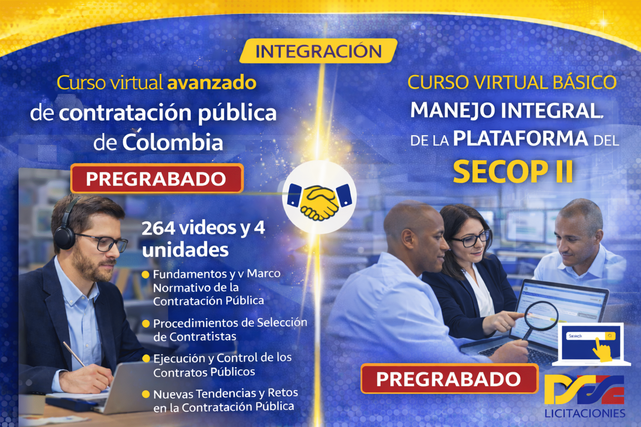 Integración Curso virtual avanzado de CPC pregrabado y el Curso virtual manjeo integral plataforma SECOP II
