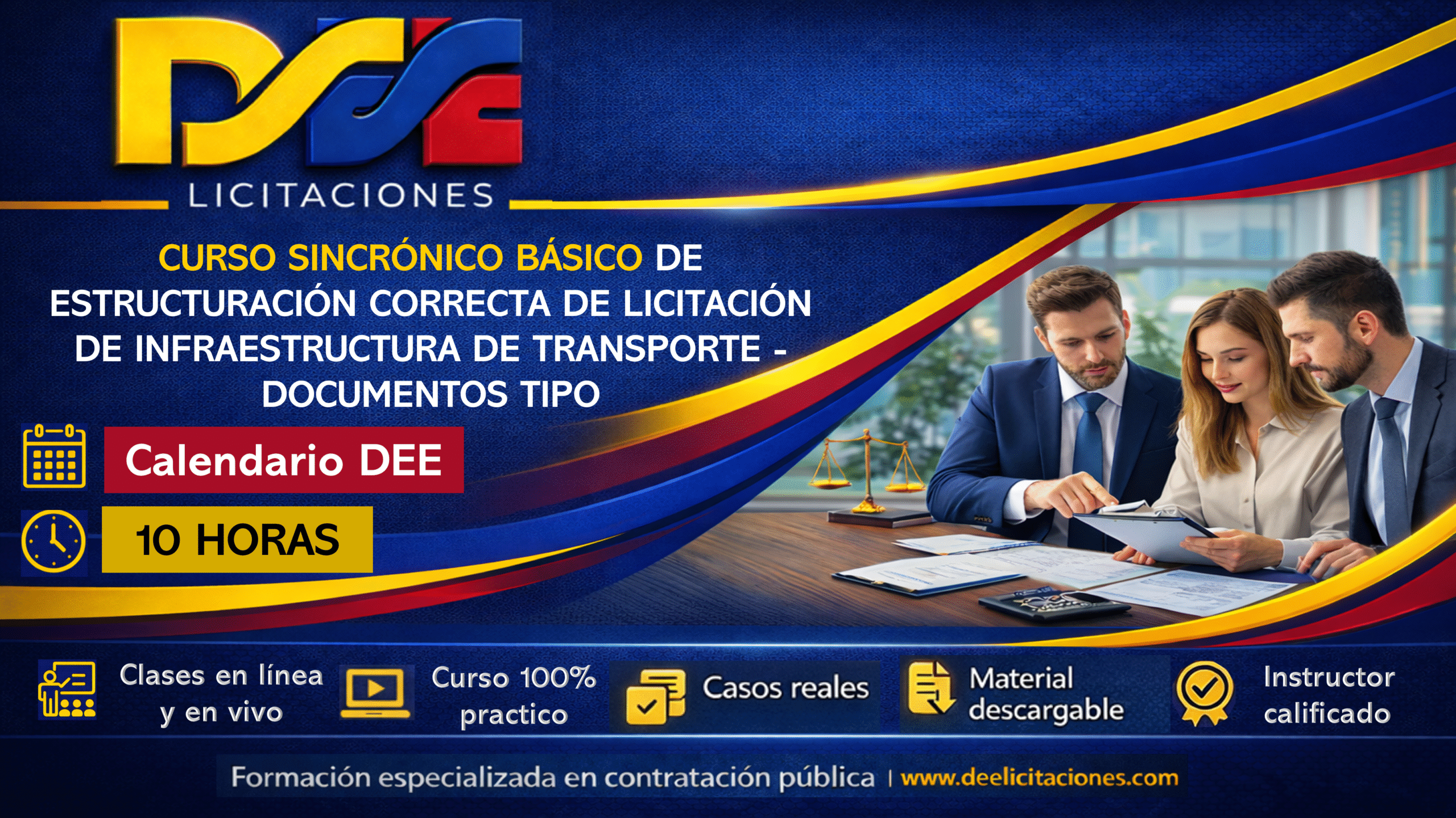 Curso sincrónico básico estructuración correcta de licitaciones de infreestructura de transporte – Documentos tipo – calendario DEE, dictado por instructor