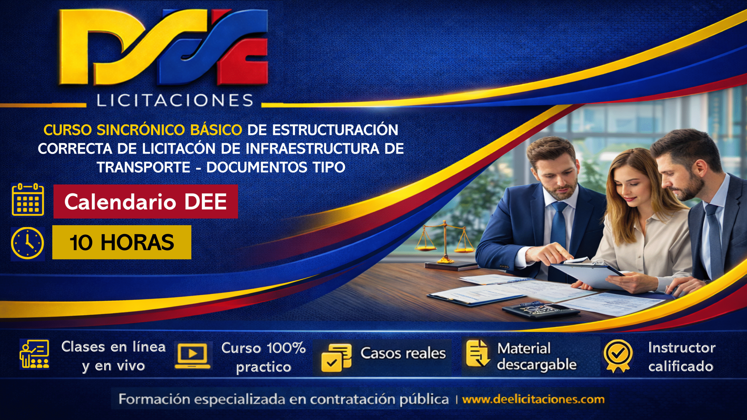Curso sincrónico básico estructuración correcta de licitaciones de infreestructura de transporte – Documentos tipo – calendario DEE, dictado por instructor