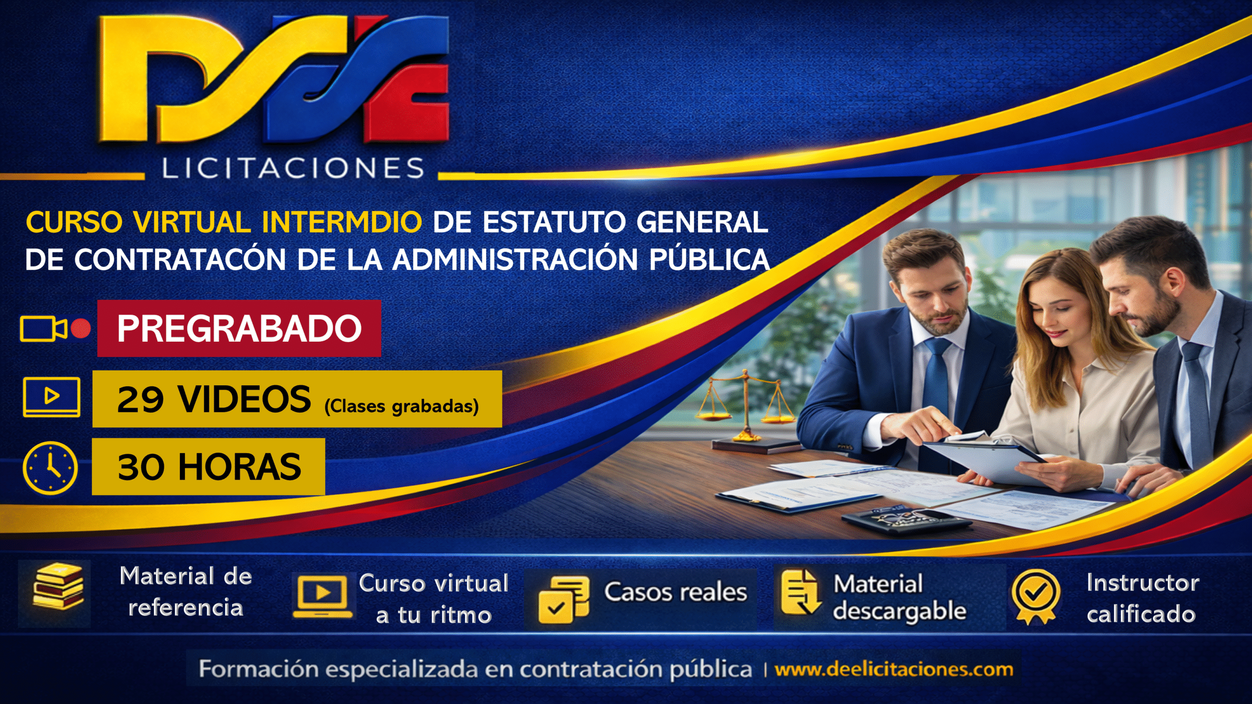 Curso virtual intermedio de estatuto general de contratación de la administración pública – Pregrabado