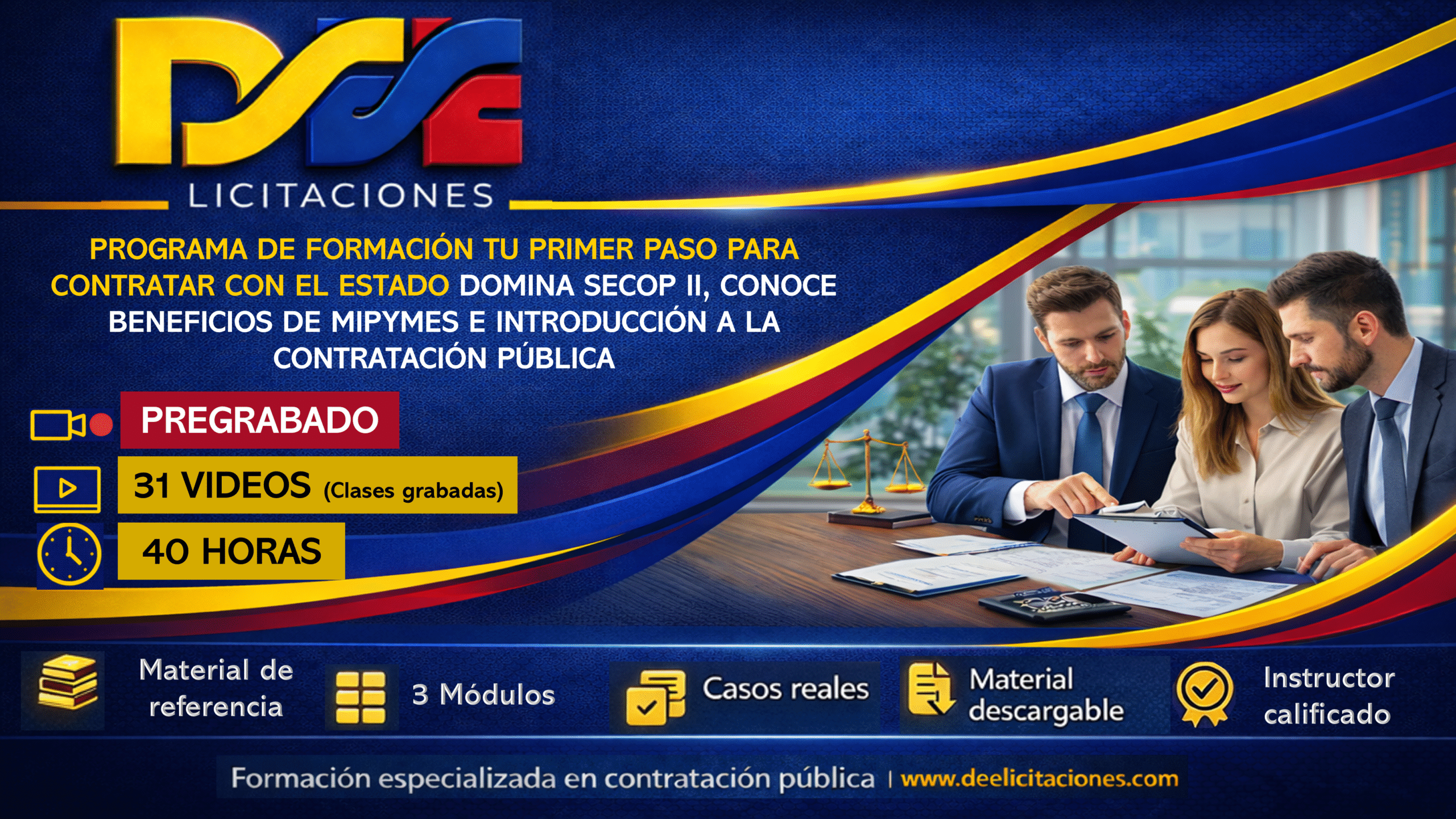 Programa de formación TU PRIMER PASO PARA CONTRATAR CON EL ESTADO. Domina SECOP II, conoce beneficios de MiPymes e introducción a la contratación pública