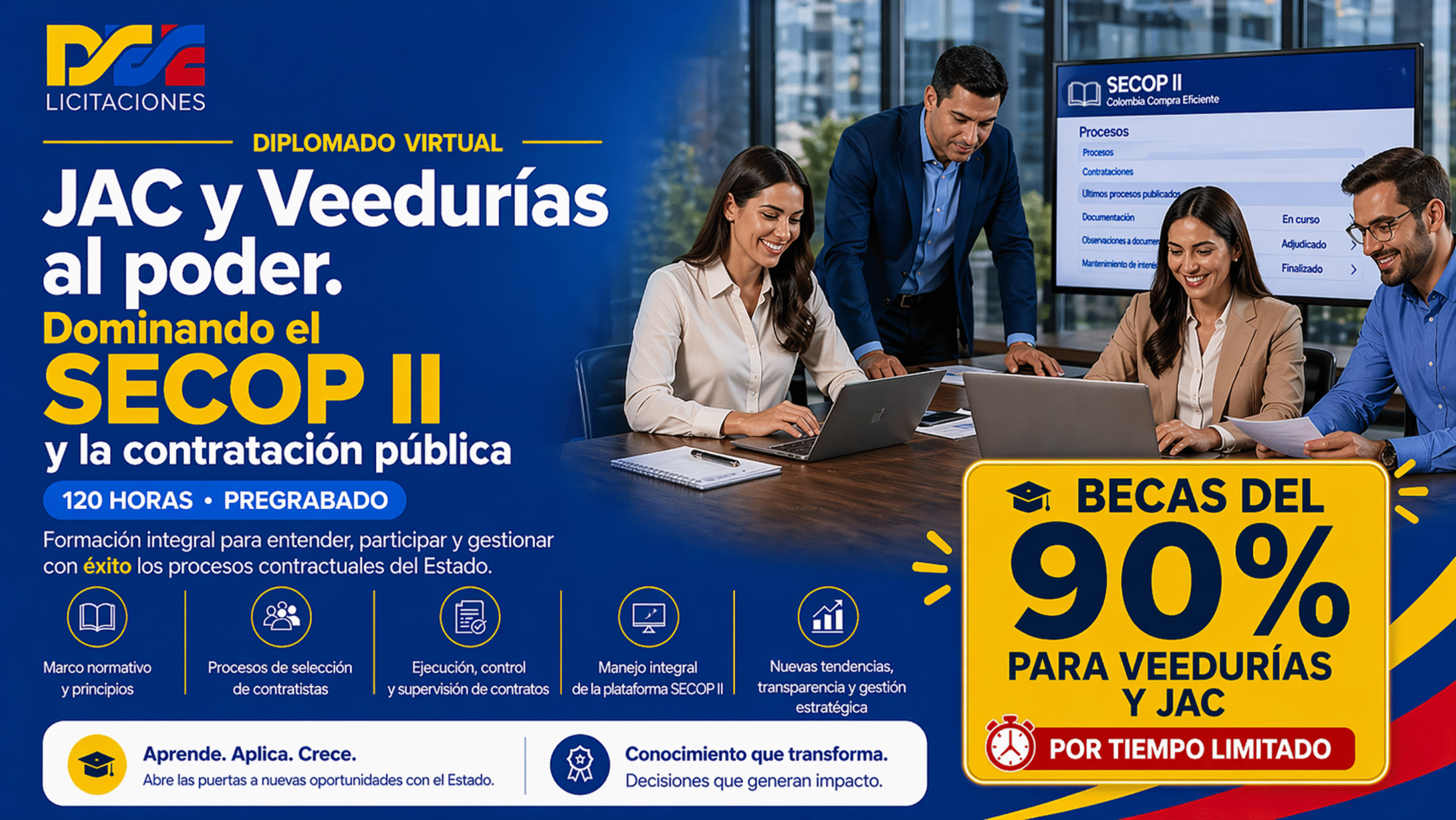 Diplomado virtual de JAC y Veedurias al poder. Dominando el SECOP II y la contratación pública – 120 horas – Pregrabado