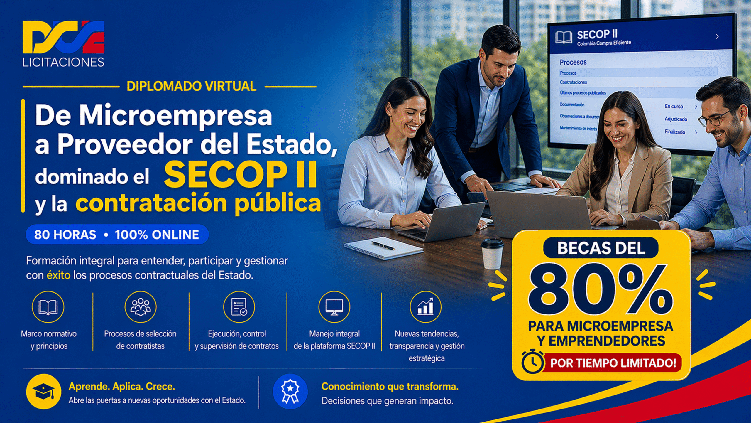 Diplomado virtual de Microempresa a Proveedor del Estado, dominado el SECOP II y la contatación pública – 120 horas – Pregrabado