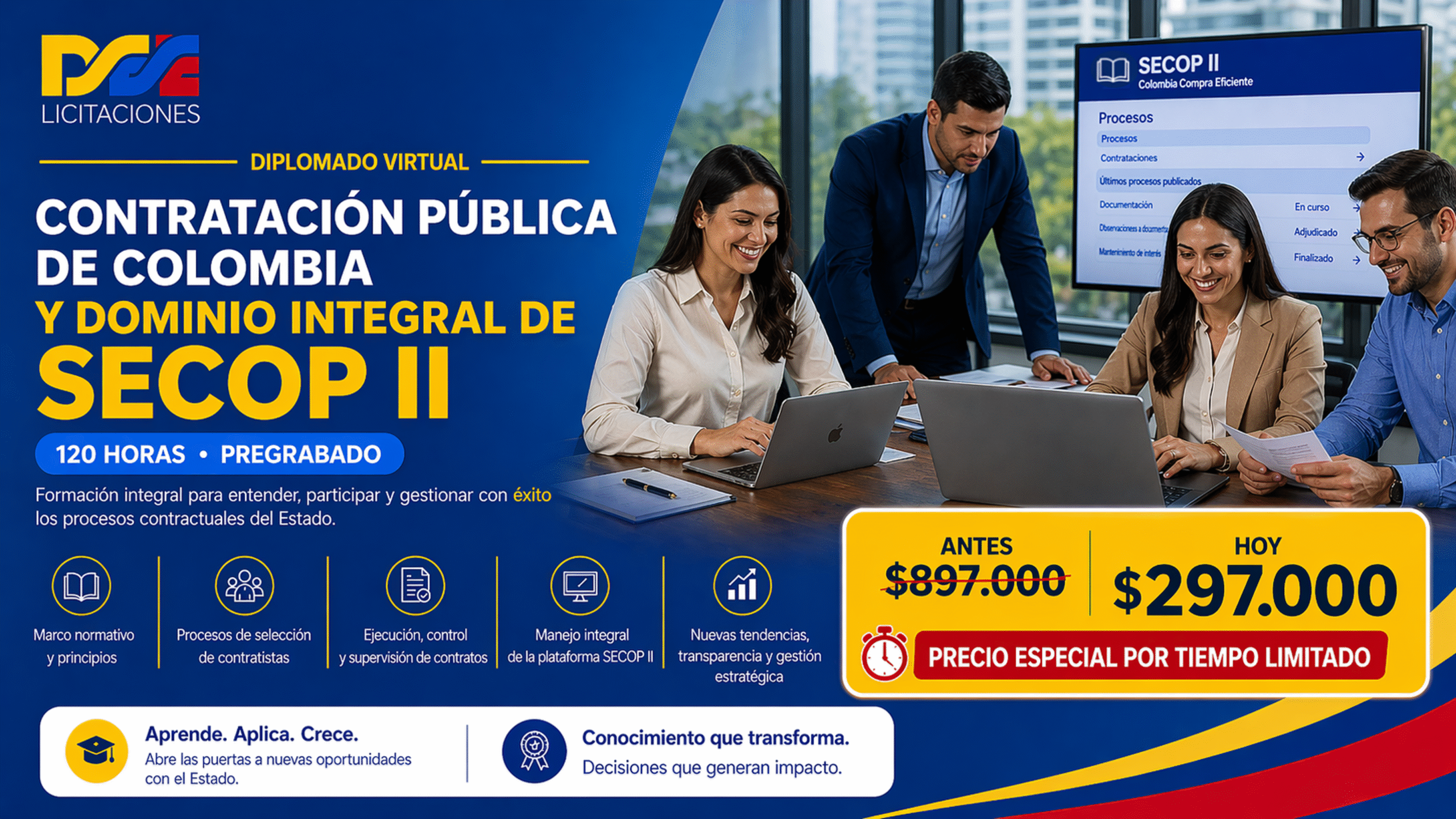 Diplomado virtual de Contratación Pública de Colombia y Dominio Integral de SECOP II – 120 horas – Pregrabado