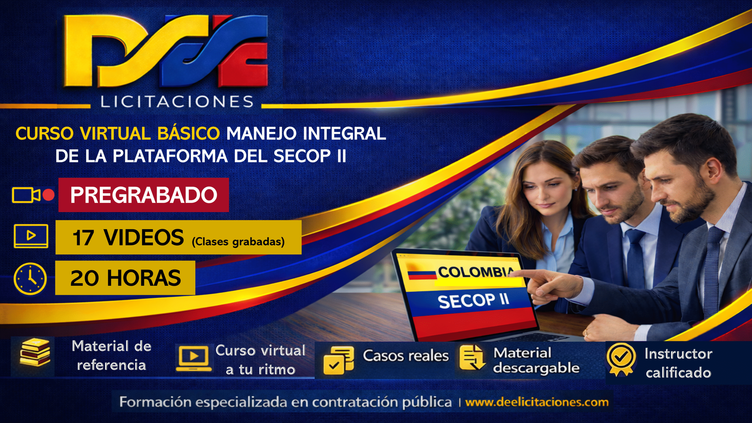 Curso virtual básico manejo integral de la plataforma SECOP II. Intensidad 20 horas – Pregrabado