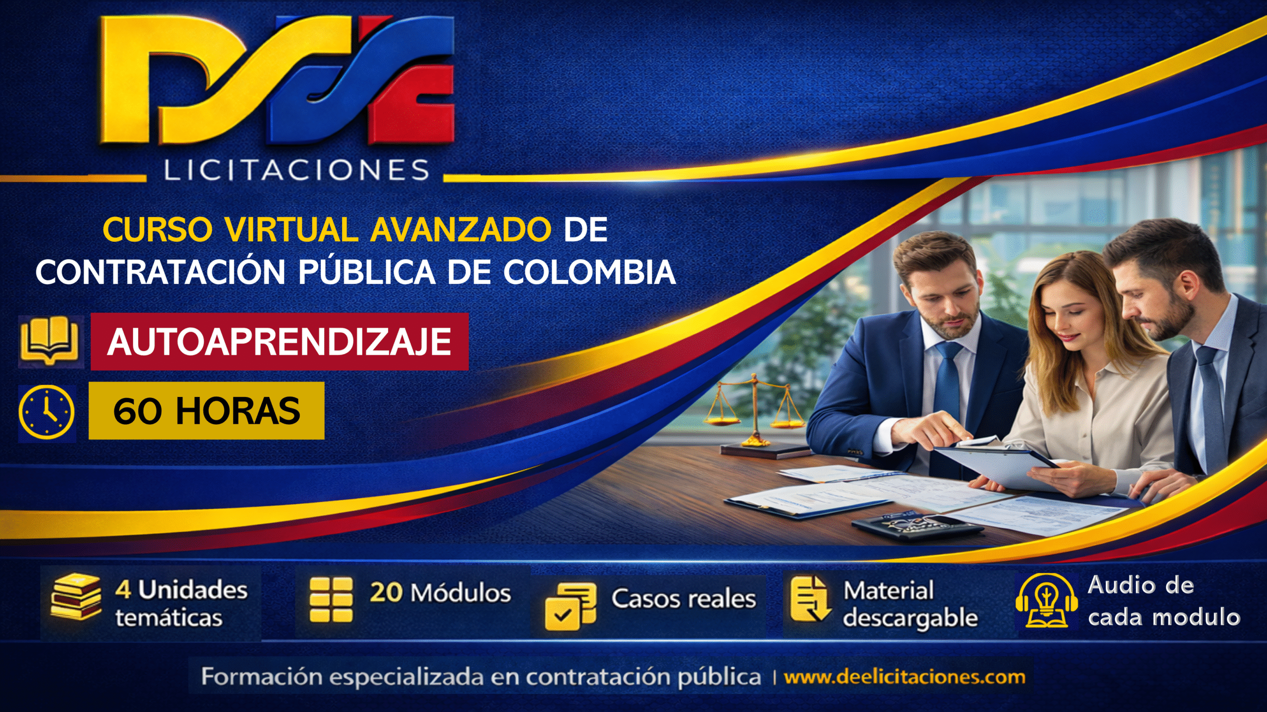 Curso virtual Avanzado de contratación pública de Colombia, Intensidad 60 horas. Autoaprendizaje