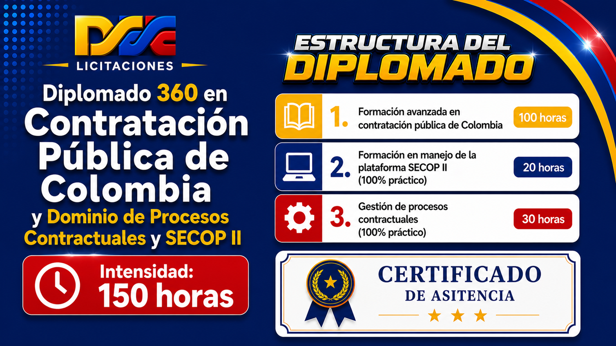 Diplomado 360 en Contratación Pública de Colombia y Dominio de Procesos Contractuales y SECOP II – 150 horas