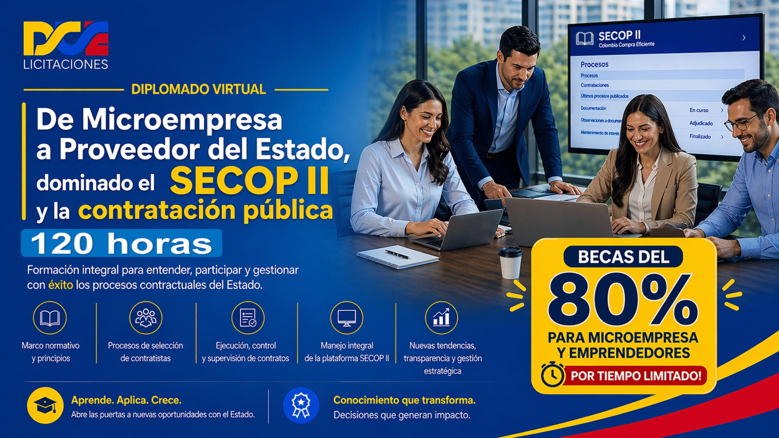 Diplomado virtual de Microempresa a Proveedor del Estado, dominado el SECOP II y la contratación pública – 120 horas