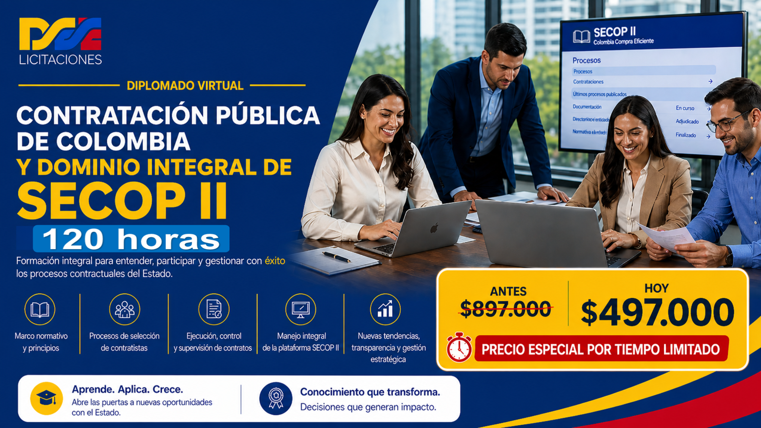 Diplomado virtual de Contratación Pública de Colombia y Dominio Integral de SECOP II – 120 horas
