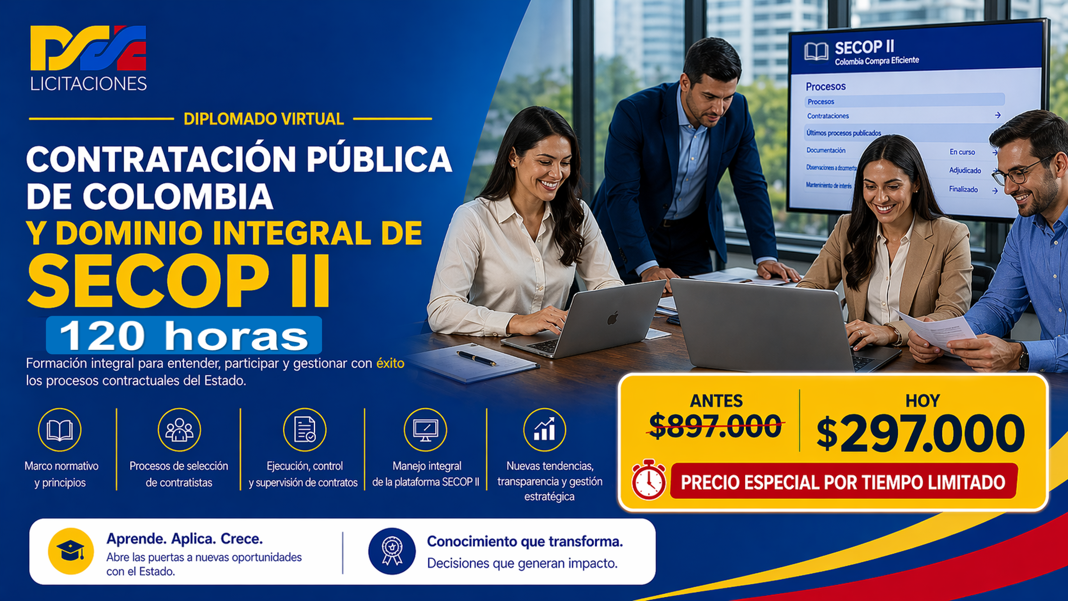 Diplomado virtual de Contratación Pública de Colombia y Dominio Integral de SECOP II – 120 horas